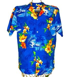 Vintage Shoreline Hawaii 80's Hawaiian Shirt Button Up Retro Tropical Print Sz M